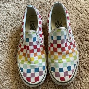 rainbow checkered vans
